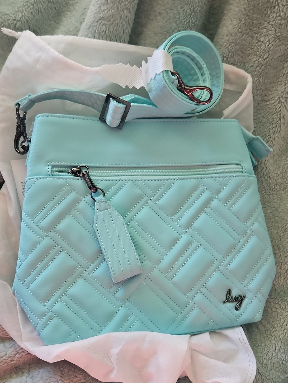 Lug Satin Luxe Crossbody Bag in Aquamarine